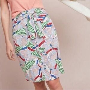 Anthropologie Polka Dot and Floral Pattern Pencil Skirt Size 0
